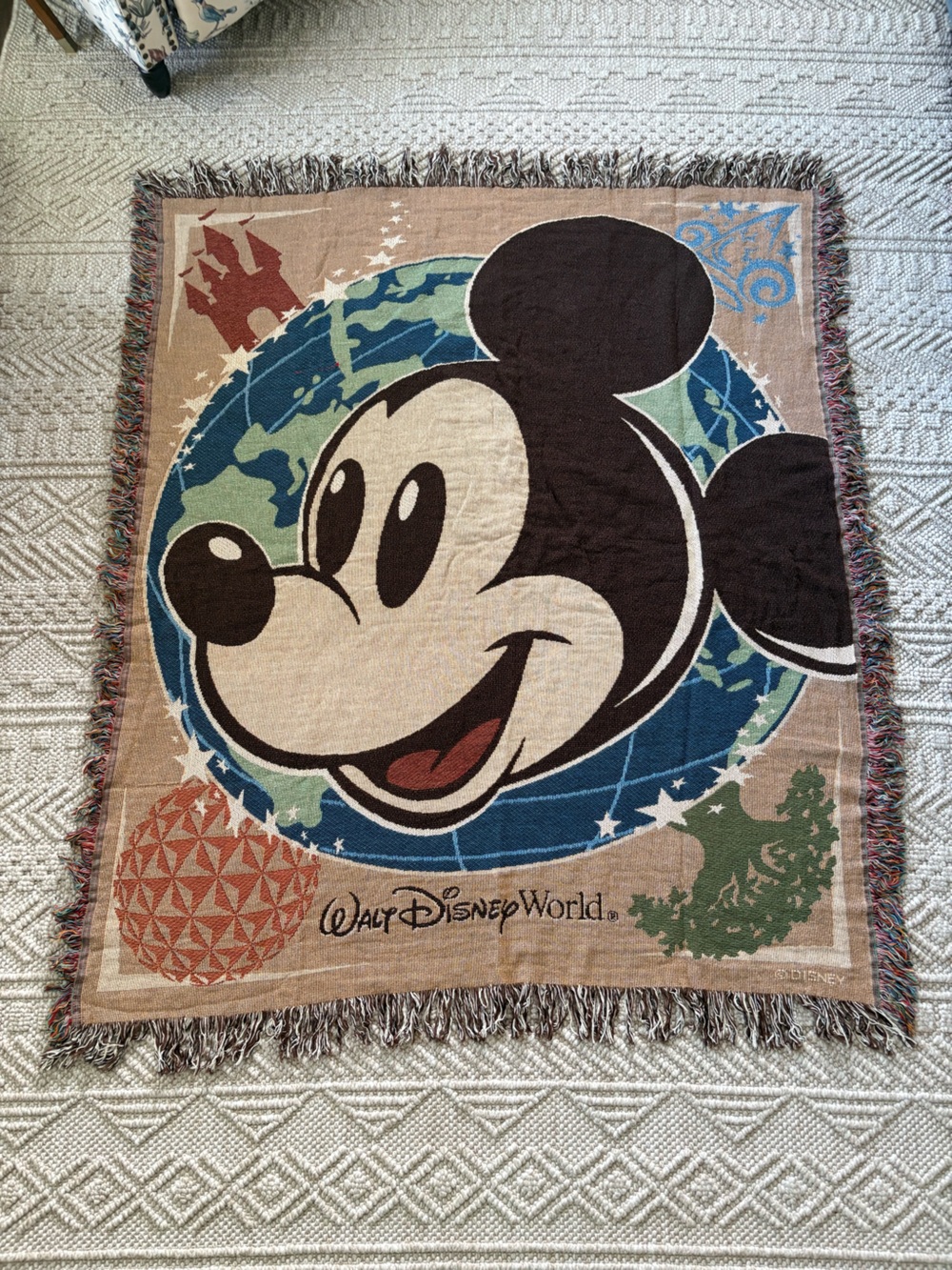 Disney Mickey Mouse Throw Blanket - Black, Cream, Blue, Green, Brown